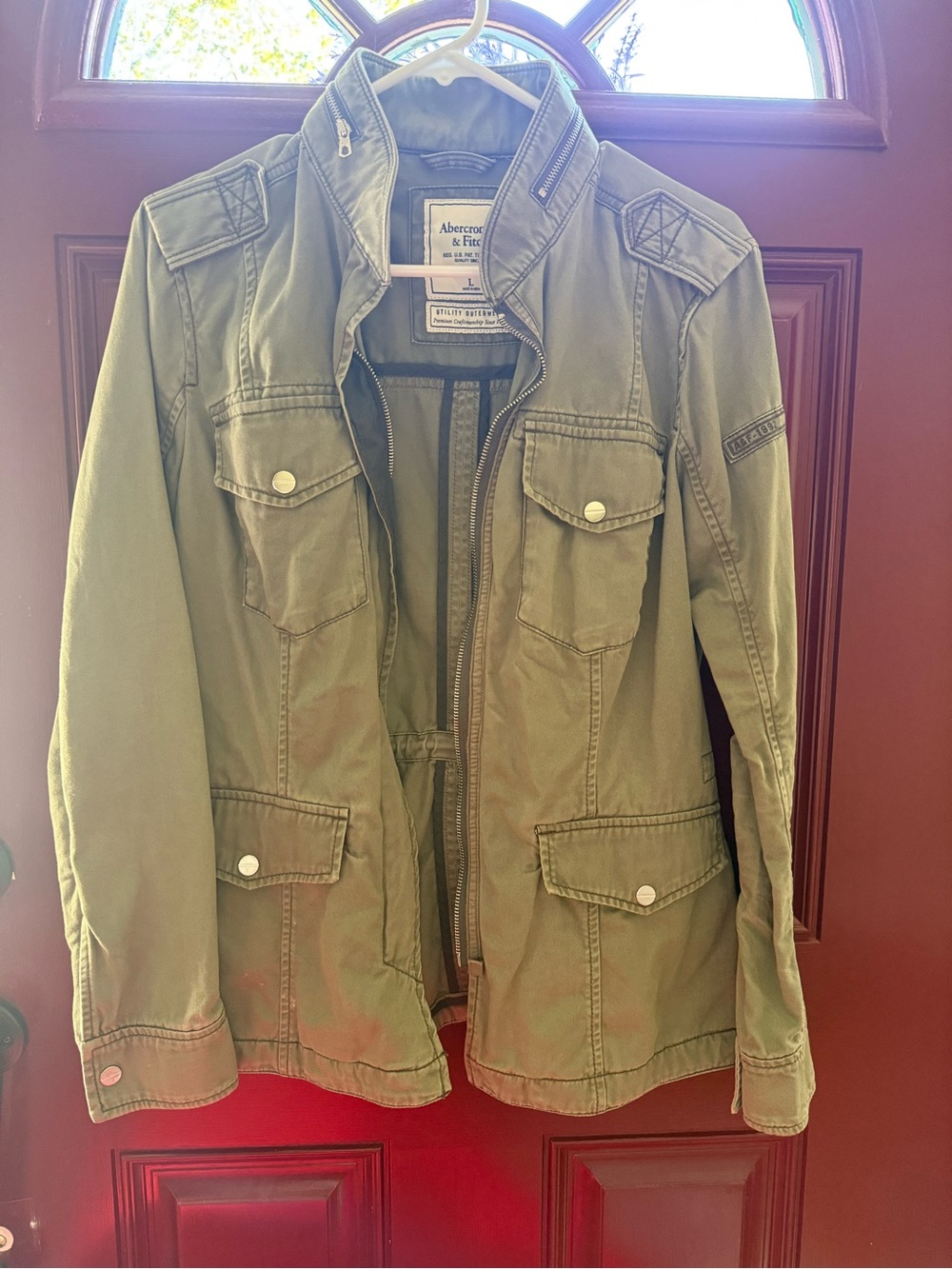 Abercrombie & Fitch Olive Green Y2K Military Utility Jacket